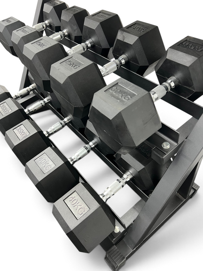 Hex Dumbbell 2.5kg-40kg Set & 4 Tier Rack Full Home Gym Weights Training