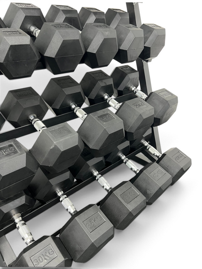 Hex Dumbbell 2.5kg-40kg Set & 4 Tier Rack Full Home Gym Weights Training