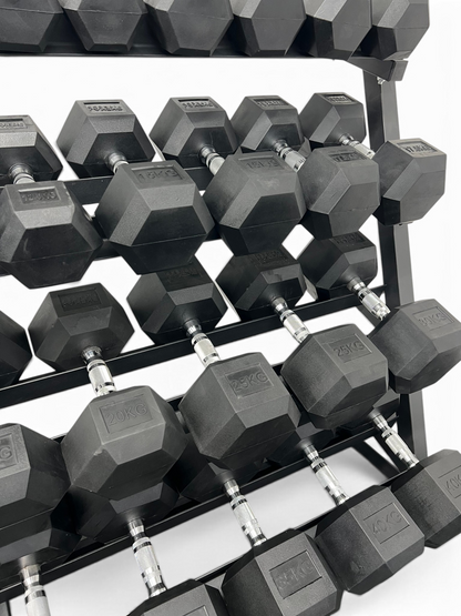 Hex Dumbbell 2.5kg-40kg Set & 4 Tier Rack Full Home Gym Weights Training