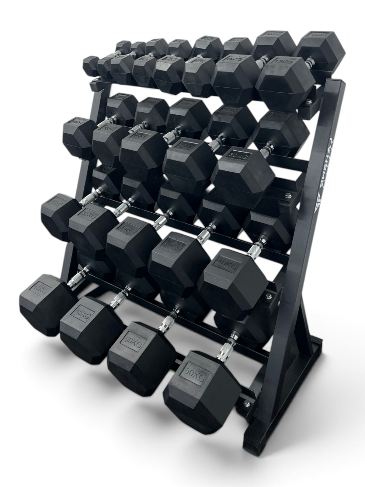Hex Dumbbell 2.5kg-50kg Set & 4 Tier Rack Full Home Gym Weights Training
