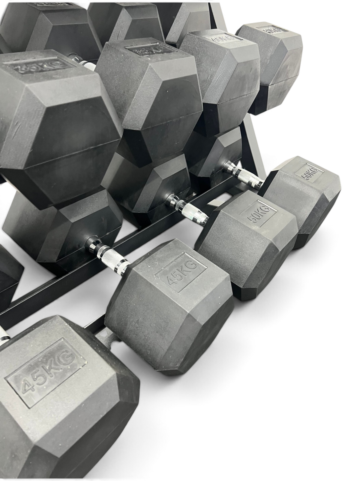 Hex Dumbbell 2.5kg-50kg Set & 4 Tier Rack Full Home Gym Weights Training