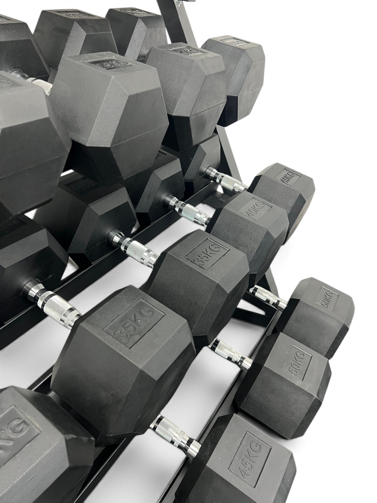 Hex Dumbbell 2.5kg-50kg Set & 4 Tier Rack Full Home Gym Weights Training