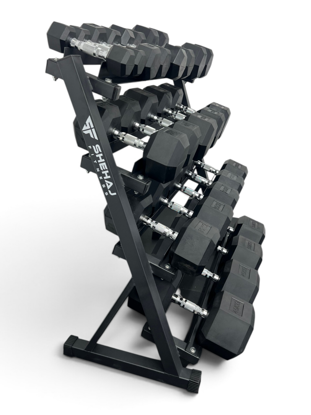 Hex Dumbbell 2.5kg-50kg Set & 4 Tier Rack Full Home Gym Weights Training