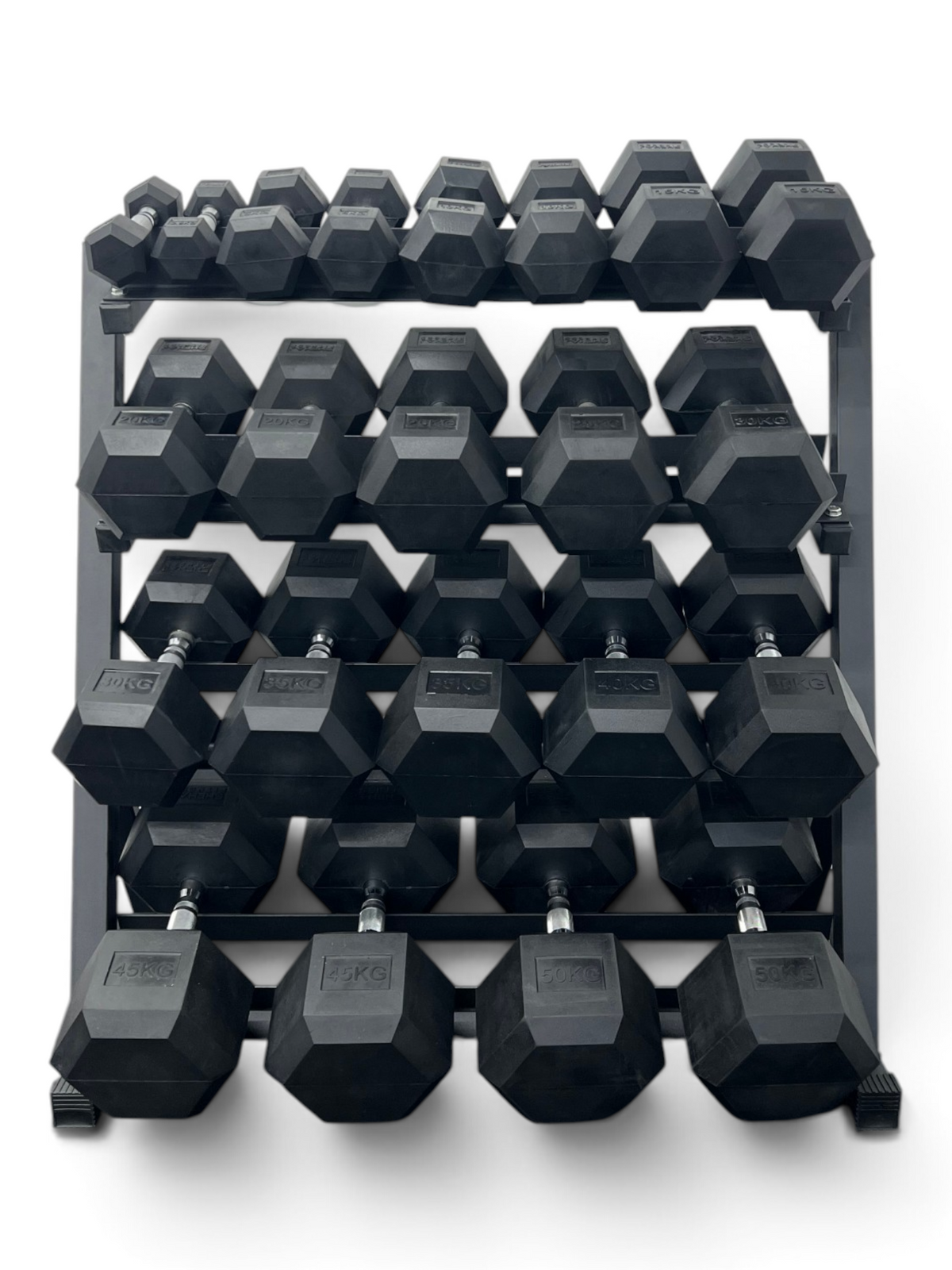 Hex Dumbbell 2.5kg-50kg Set & 4 Tier Rack Full Home Gym Weights Training
