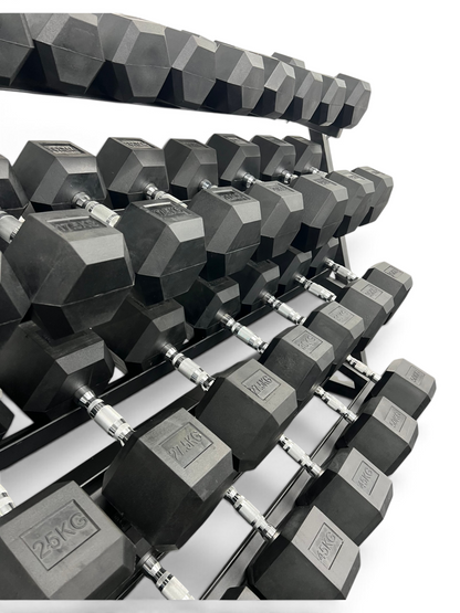 Hex Dumbbell Set 2.5kg-50kg With 4 Tier Rack Home Gym Weights 16 Pairs