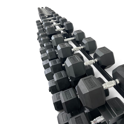 Hex Dumbbell 2.5-50kg Set With 3 Tier Rack Stand - 2.5kg Increments - 20 Pairs