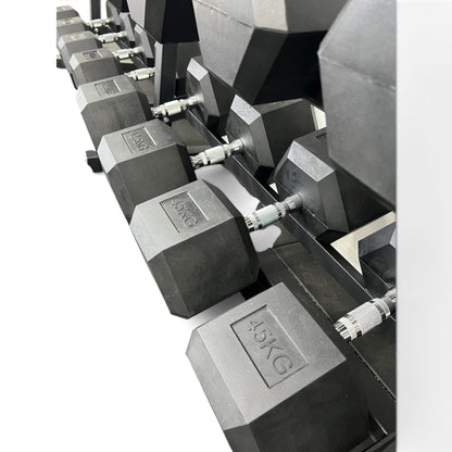 Hex Dumbbell 2.5-50kg Set With 3 Tier Rack Stand - 2.5kg Increments - 20 Pairs