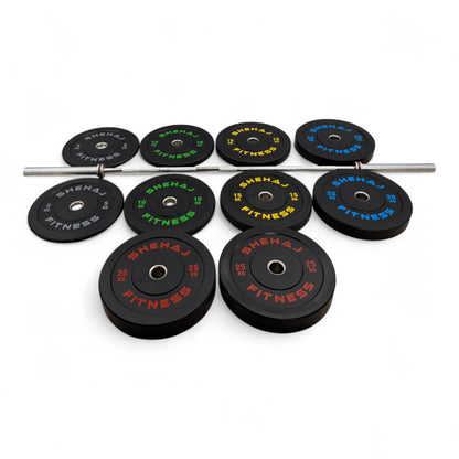 Shehaj Fitness Olympic Rubber Bumper Plates 5kg - 25kg and 100kg set