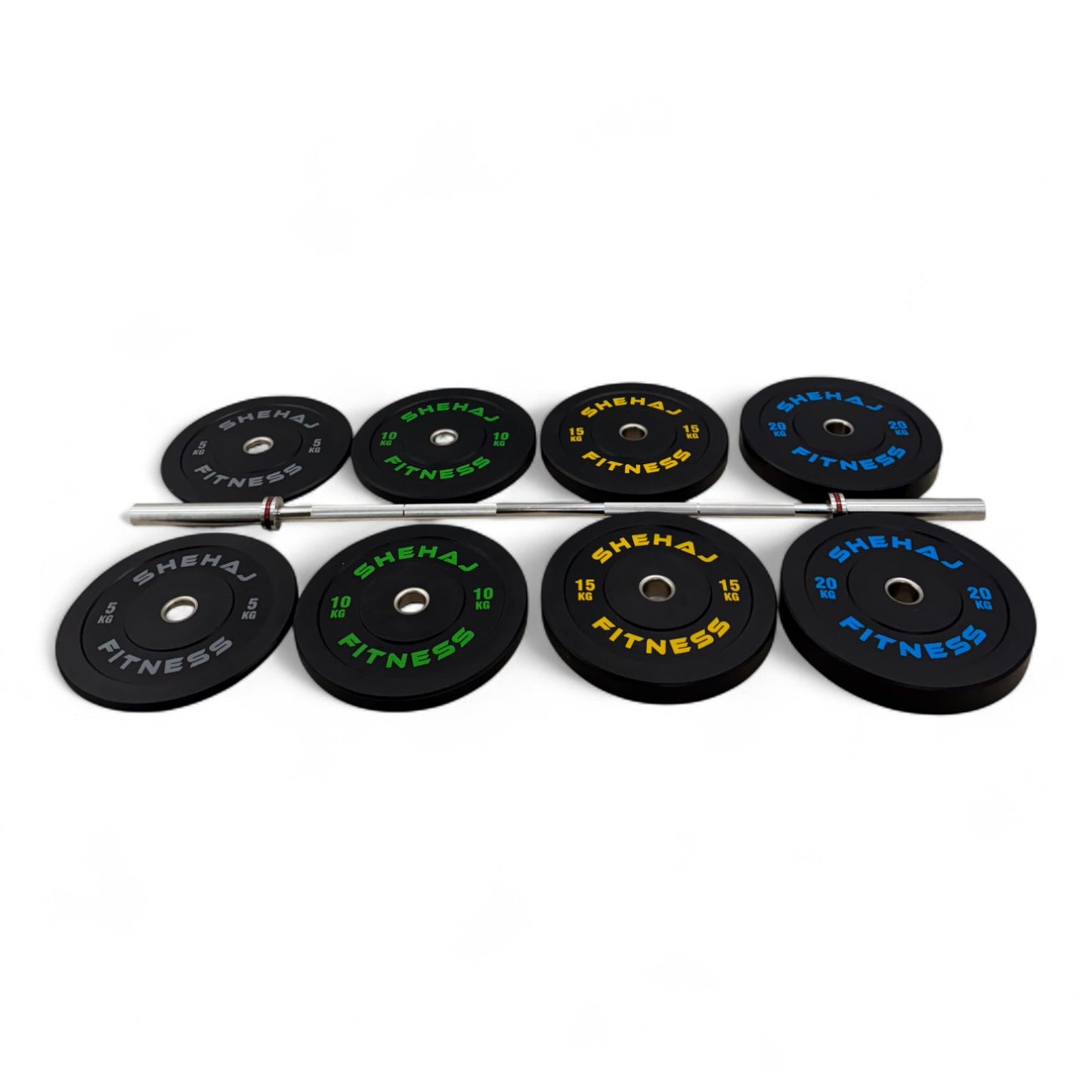 Shehaj Fitness Olympic Rubber Bumper Plates 5kg - 25kg and 100kg set
