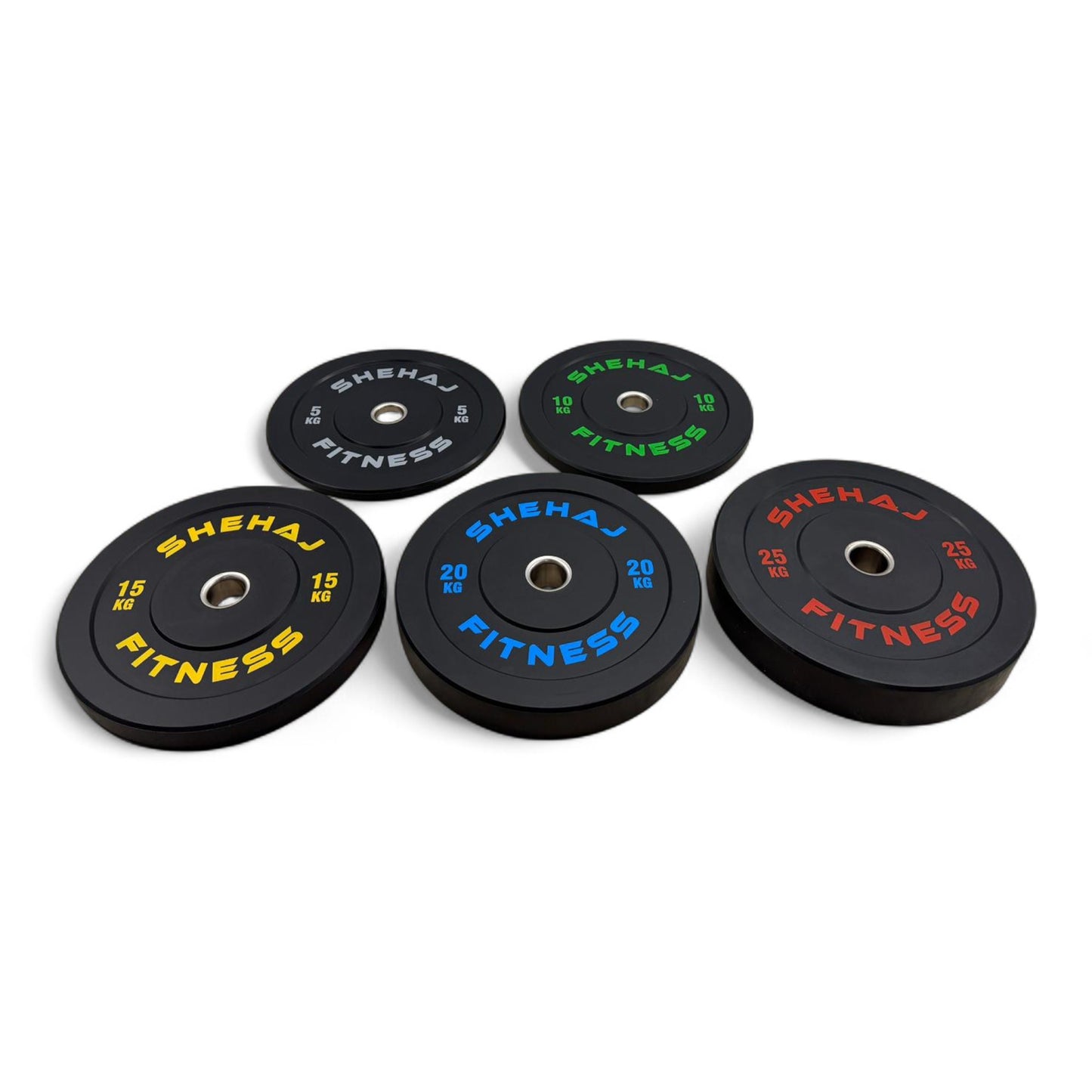 Shehaj Fitness Olympic Rubber Bumper Plates 5kg - 25kg and 100kg set