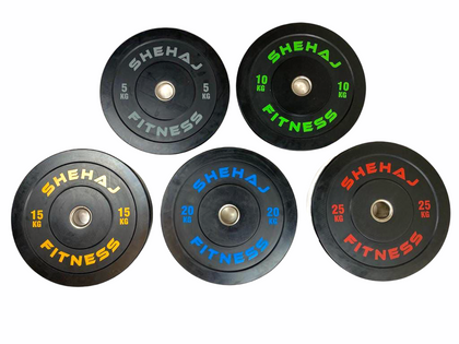 Shehaj Fitness Olympic Rubber Bumper Plates 5kg - 25kg and 100kg set
